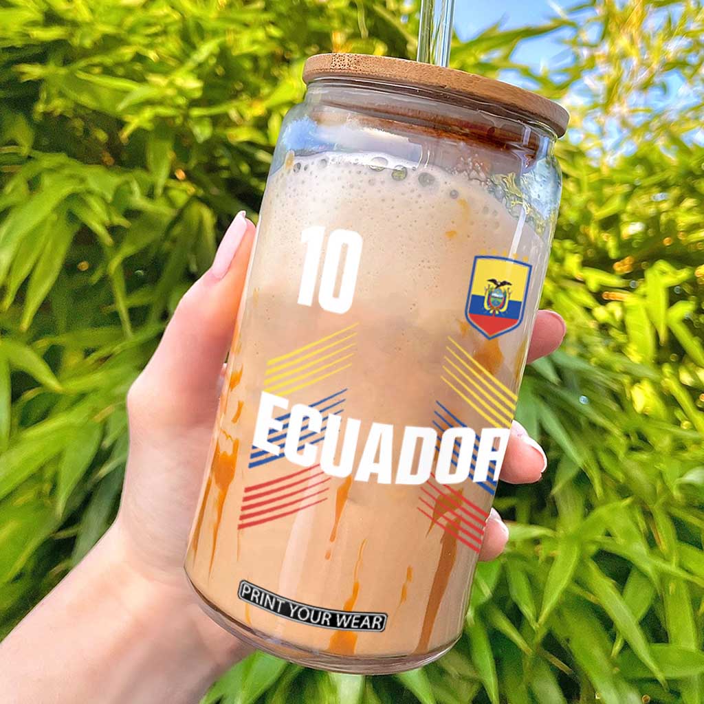 Ecuador Soccer Sports Graphic Number 10 Jersey Style Glass Can Proud Ecuadorian Football Fans Game Day Pride TS02 Black Print Your Wear