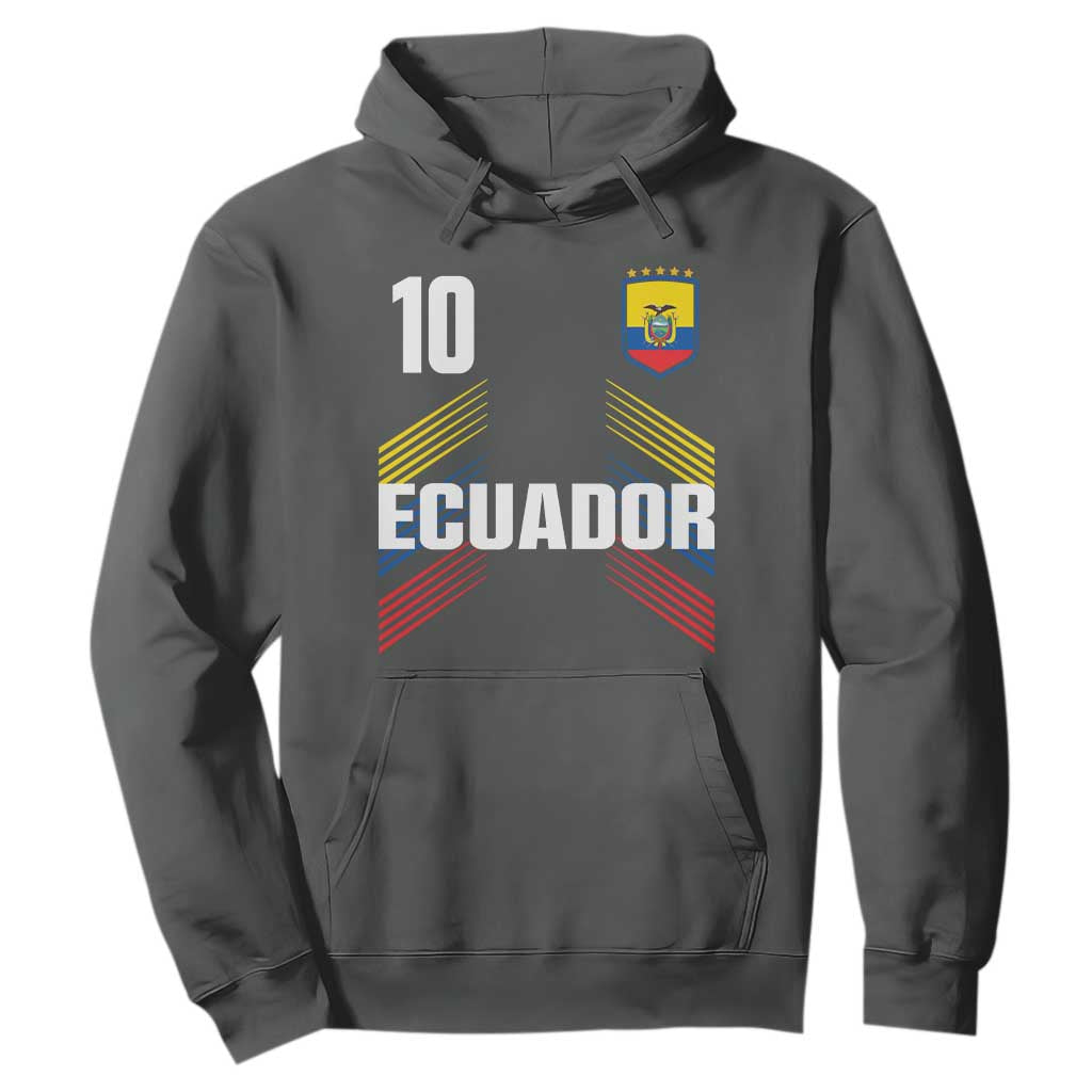 Ecuador Soccer Sports Graphic Number 10 Jersey Style Hoodie Proud Ecuadorian Football Fans Game Day Pride TS02 Dark Heather Print Your Wear