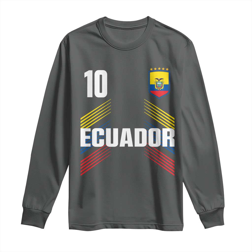 Ecuador Soccer Sports Graphic Number 10 Jersey Style Long Sleeve Shirt Proud Ecuadorian Football Fans Game Day Pride TS02 Dark Heather Print Your Wear