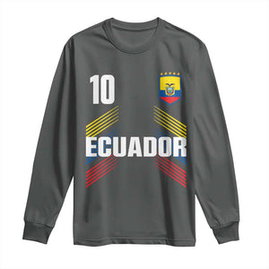 Ecuador Soccer Sports Graphic Number 10 Jersey Style Long Sleeve Shirt Proud Ecuadorian Football Fans Game Day Pride TS02 Dark Heather Print Your Wear
