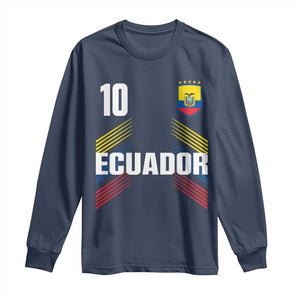 Ecuador Soccer Sports Graphic Number 10 Jersey Style Long Sleeve Shirt Proud Ecuadorian Football Fans Game Day Pride TS02 Navy Print Your Wear