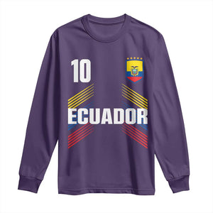 Ecuador Soccer Sports Graphic Number 10 Jersey Style Long Sleeve Shirt Proud Ecuadorian Football Fans Game Day Pride TS02 Purple Print Your Wear