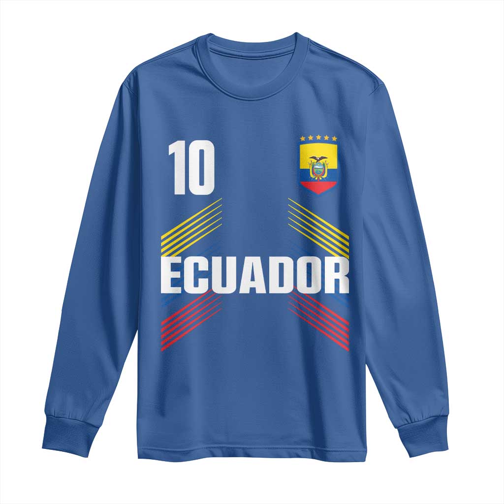 Ecuador Soccer Sports Graphic Number 10 Jersey Style Long Sleeve Shirt Proud Ecuadorian Football Fans Game Day Pride TS02 Royal Blue Print Your Wear