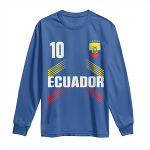 Ecuador Soccer Sports Graphic Number 10 Jersey Style Long Sleeve Shirt Proud Ecuadorian Football Fans Game Day Pride TS02 Royal Blue Print Your Wear