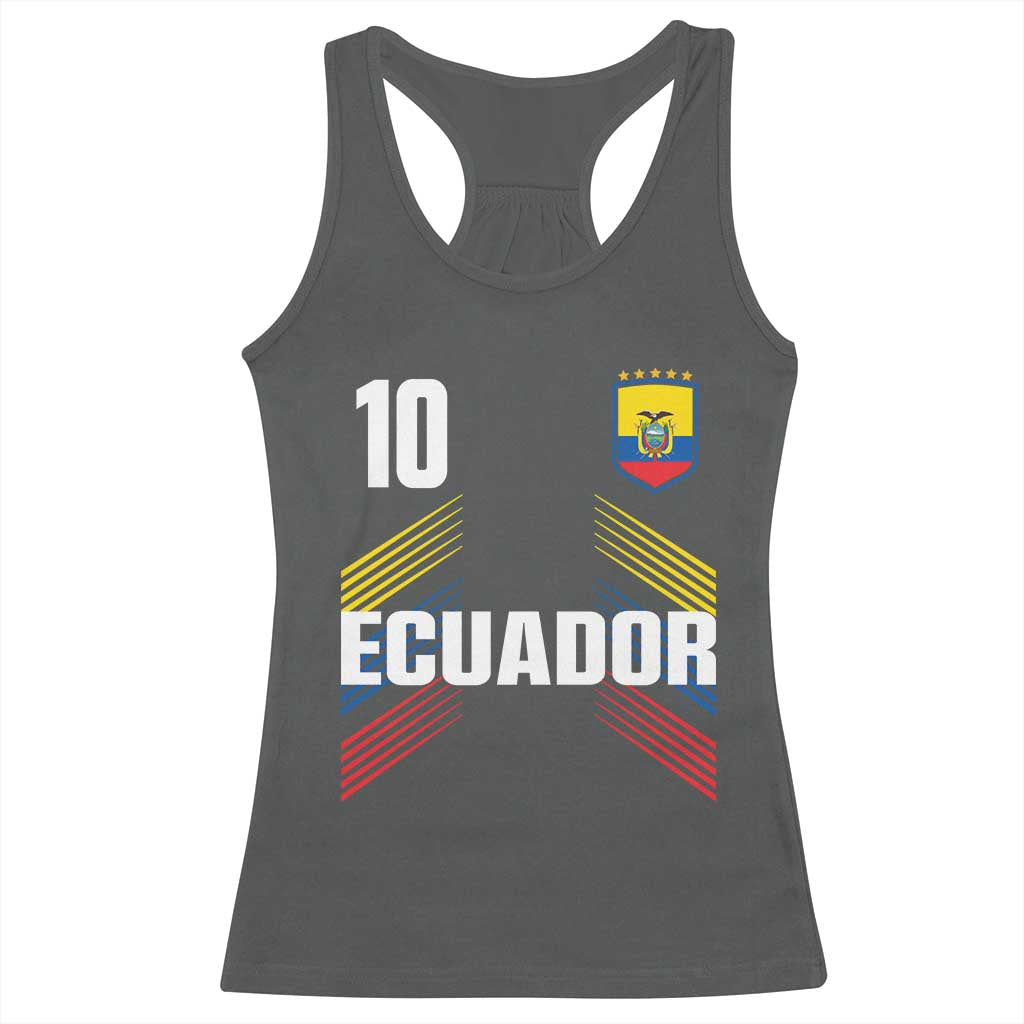Ecuador Soccer Sports Graphic Number 10 Jersey Style Racerback Tank Top Proud Ecuadorian Football Fans Game Day Pride TS02 Dark Heather Print Your Wear