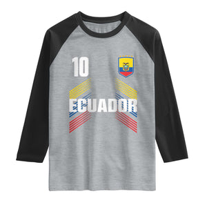 Ecuador Soccer Sports Graphic Number 10 Jersey Style Raglan Shirt Proud Ecuadorian Football Fans Game Day Pride TS02 Heather Gray Black Print Your Wear