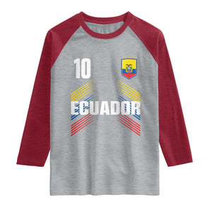 Ecuador Soccer Sports Graphic Number 10 Jersey Style Raglan Shirt Proud Ecuadorian Football Fans Game Day Pride TS02 Heather Gray Heather Red Print Your Wear