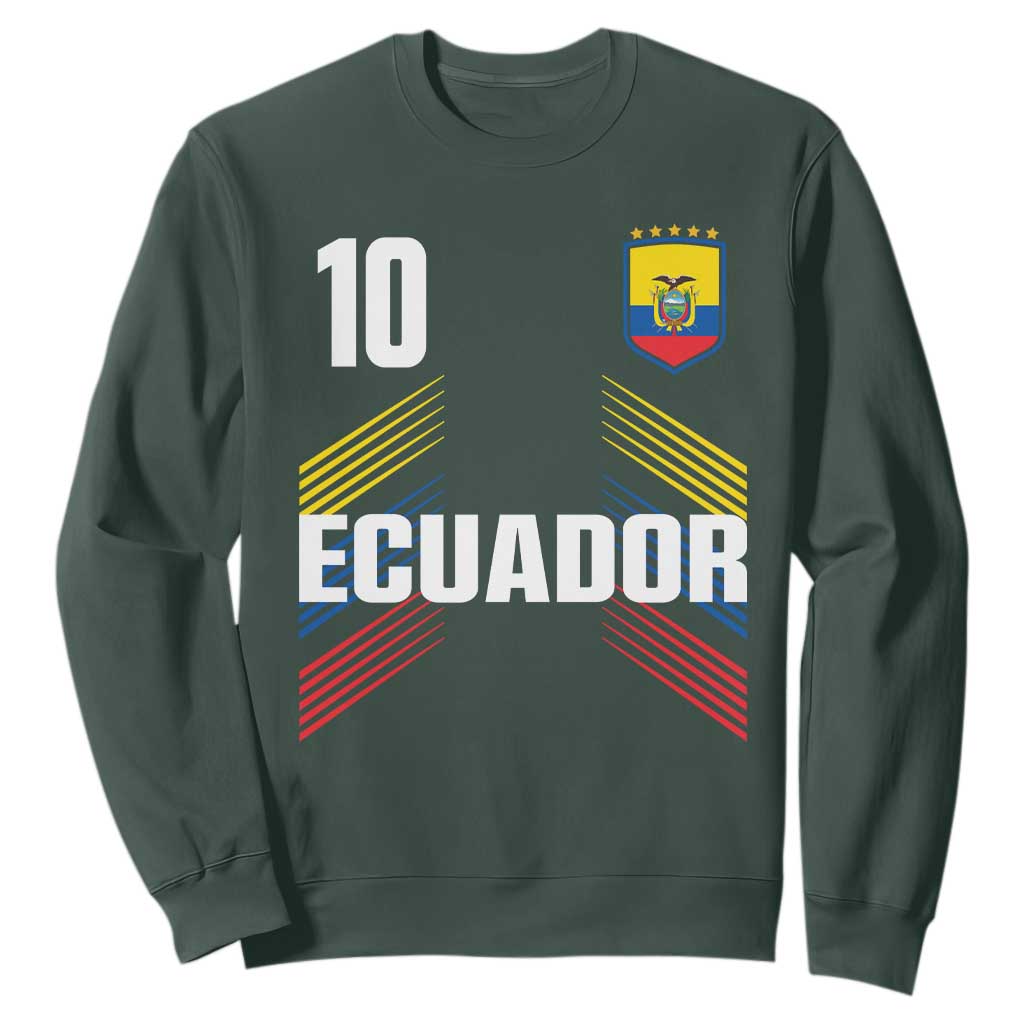 Ecuador Soccer Sports Graphic Number 10 Jersey Style Sweatshirt Proud Ecuadorian Football Fans Game Day Pride TS02 Dark Forest Green Print Your Wear