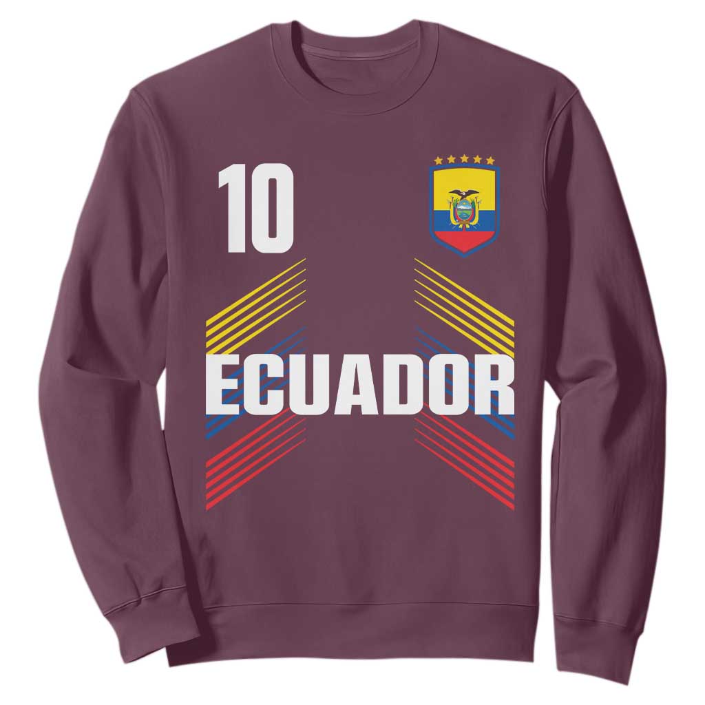 Ecuador Soccer Sports Graphic Number 10 Jersey Style Sweatshirt Proud Ecuadorian Football Fans Game Day Pride TS02 Maroon Print Your Wear