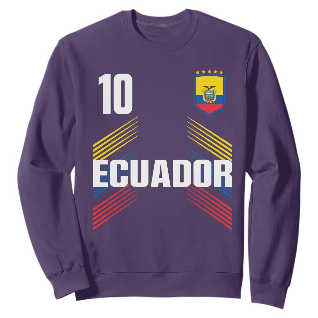 Ecuador Soccer Sports Graphic Number 10 Jersey Style Sweatshirt Proud Ecuadorian Football Fans Game Day Pride TS02 Purple Print Your Wear