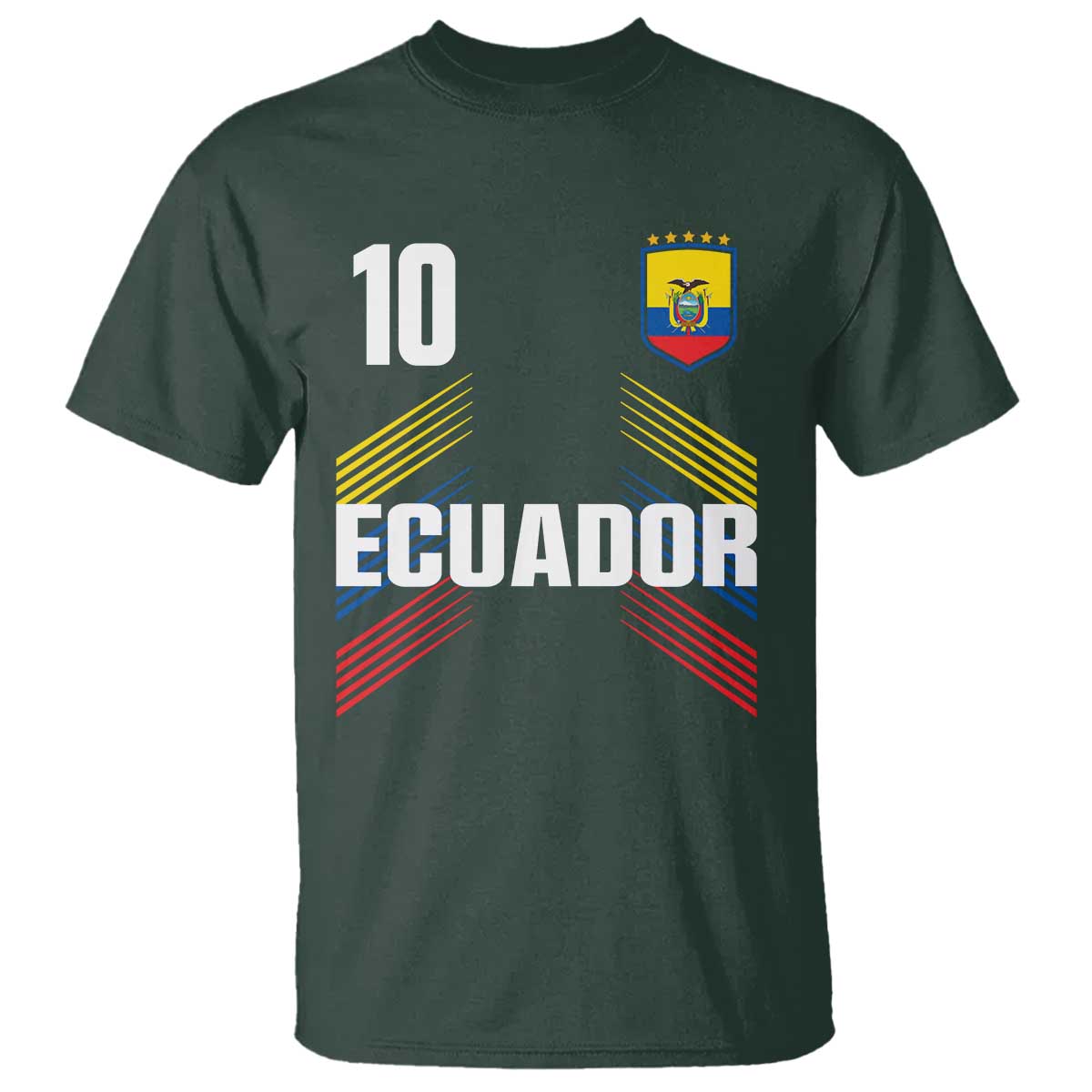 Ecuador Soccer Sports Graphic Number 10 Jersey Style T Shirt Proud Ecuadorian Football Fans Game Day Pride TS02 Dark Forest Green Print Your Wear