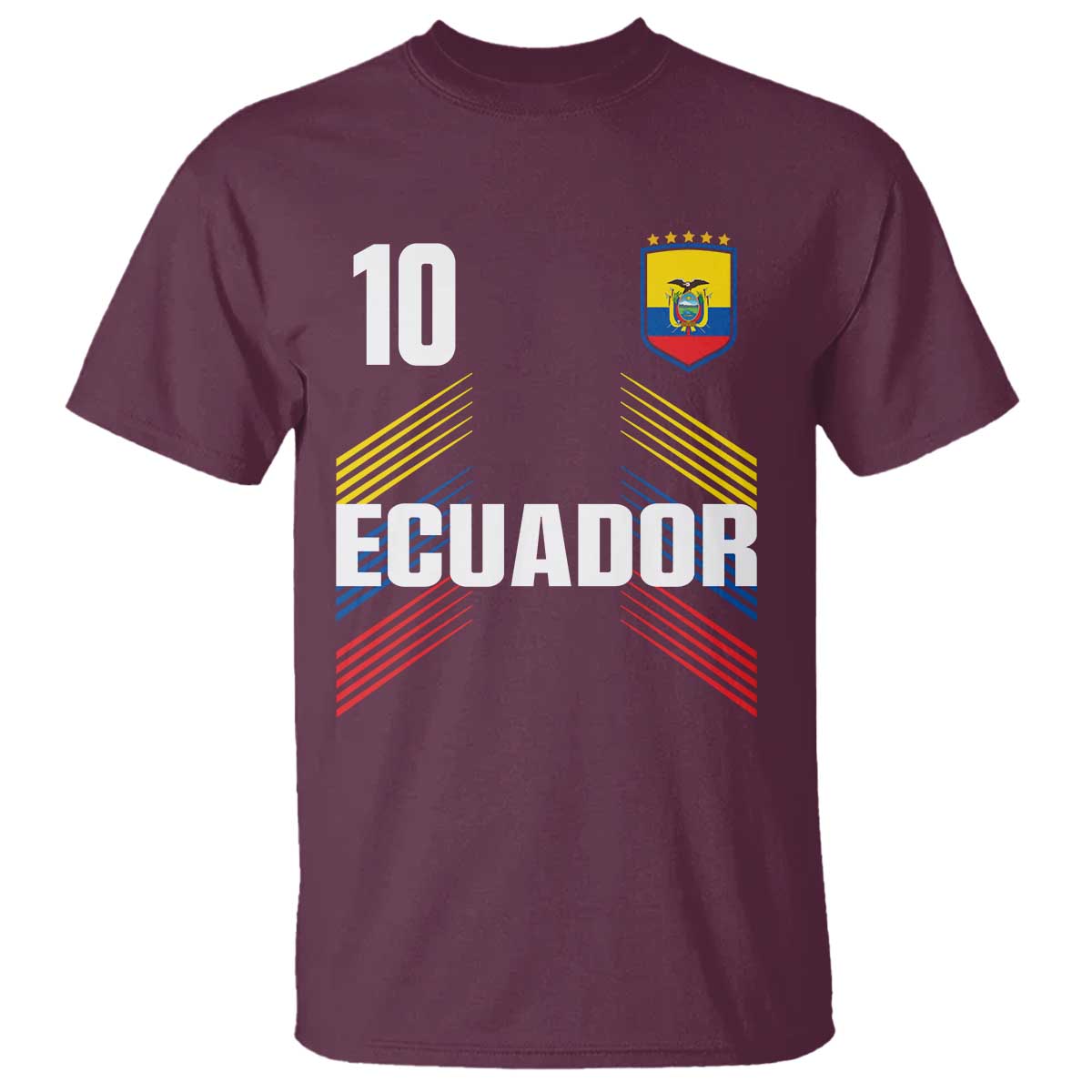 Ecuador Soccer Sports Graphic Number 10 Jersey Style T Shirt Proud Ecuadorian Football Fans Game Day Pride TS02 Maroon Print Your Wear