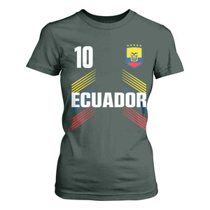 Ecuador Soccer Sports Graphic Number 10 Jersey Style T Shirt For Women Proud Ecuadorian Football Fans Game Day Pride TS02 Dark Forest Green Print Your Wear