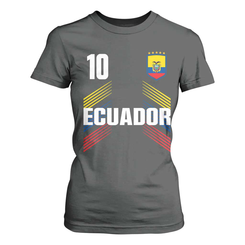 Ecuador Soccer Sports Graphic Number 10 Jersey Style T Shirt For Women Proud Ecuadorian Football Fans Game Day Pride TS02 Dark Heather Print Your Wear