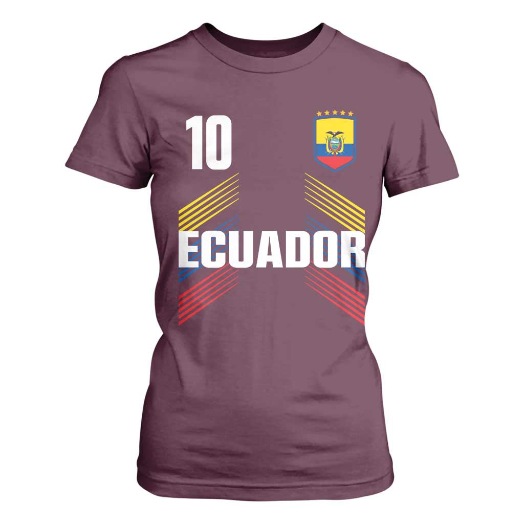 Ecuador Soccer Sports Graphic Number 10 Jersey Style T Shirt For Women Proud Ecuadorian Football Fans Game Day Pride TS02 Maroon Print Your Wear