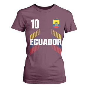 Ecuador Soccer Sports Graphic Number 10 Jersey Style T Shirt For Women Proud Ecuadorian Football Fans Game Day Pride TS02 Maroon Print Your Wear