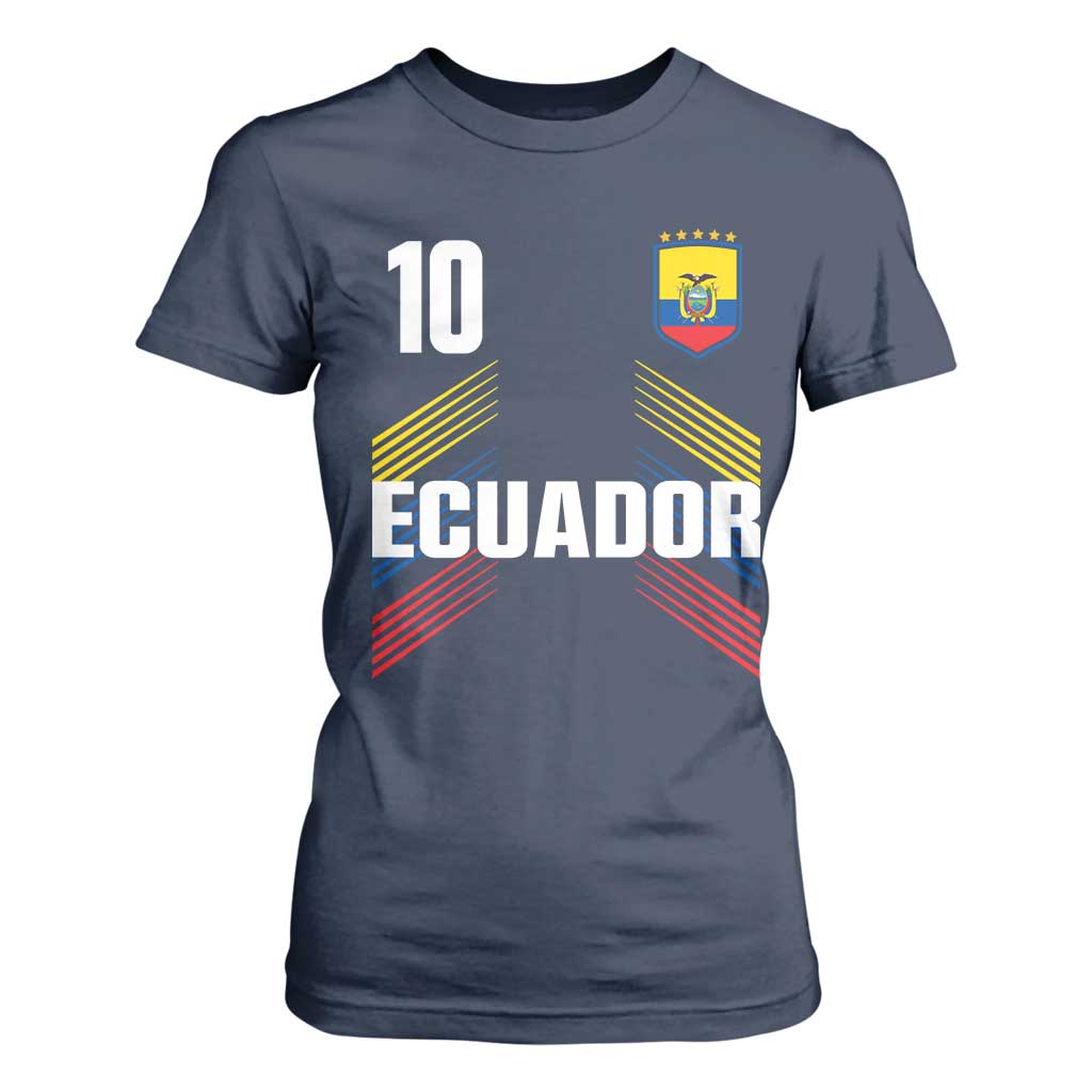 Ecuador Soccer Sports Graphic Number 10 Jersey Style T Shirt For Women Proud Ecuadorian Football Fans Game Day Pride TS02 Navy Print Your Wear