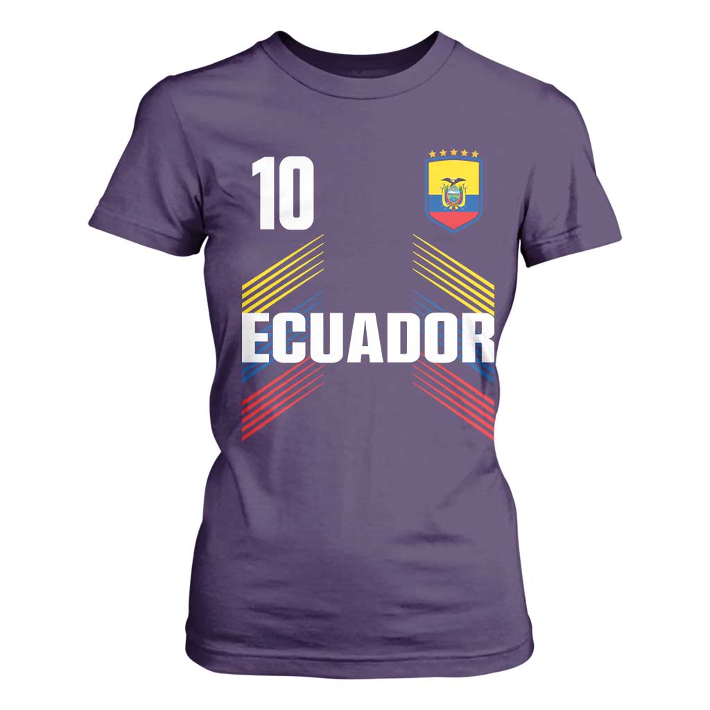 Ecuador Soccer Sports Graphic Number 10 Jersey Style T Shirt For Women Proud Ecuadorian Football Fans Game Day Pride TS02 Purple Print Your Wear
