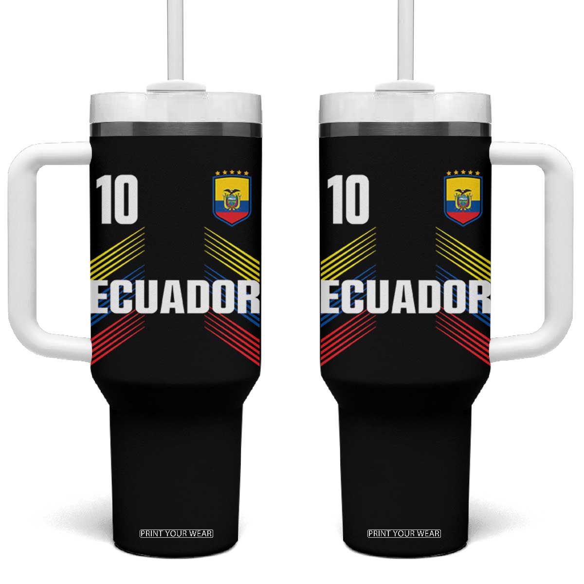 Ecuador Soccer Sports Graphic Number 10 Jersey Style Tumbler With Handle Proud Ecuadorian Football Fans Game Day Pride TS02 One Size: 40 oz Black Print Your Wear