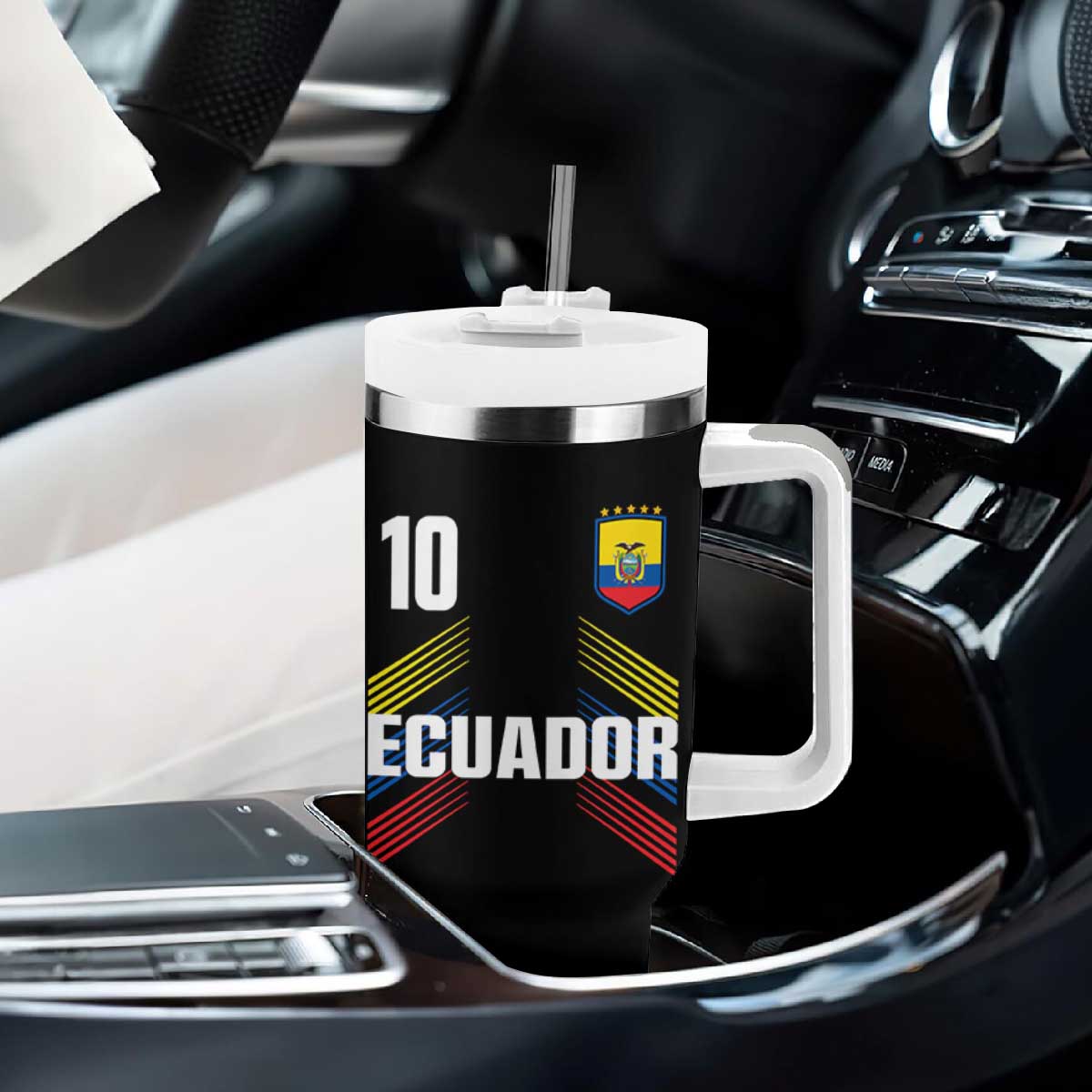 Ecuador Soccer Sports Graphic Number 10 Jersey Style Tumbler With Handle Proud Ecuadorian Football Fans Game Day Pride TS02 Print Your Wear