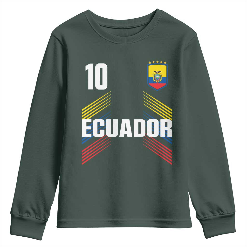Ecuador Soccer Sports Graphic Number 10 Jersey Style Youth Sweatshirt Proud Ecuadorian Football Fans Game Day Pride TS02 Dark Forest Green Print Your Wear