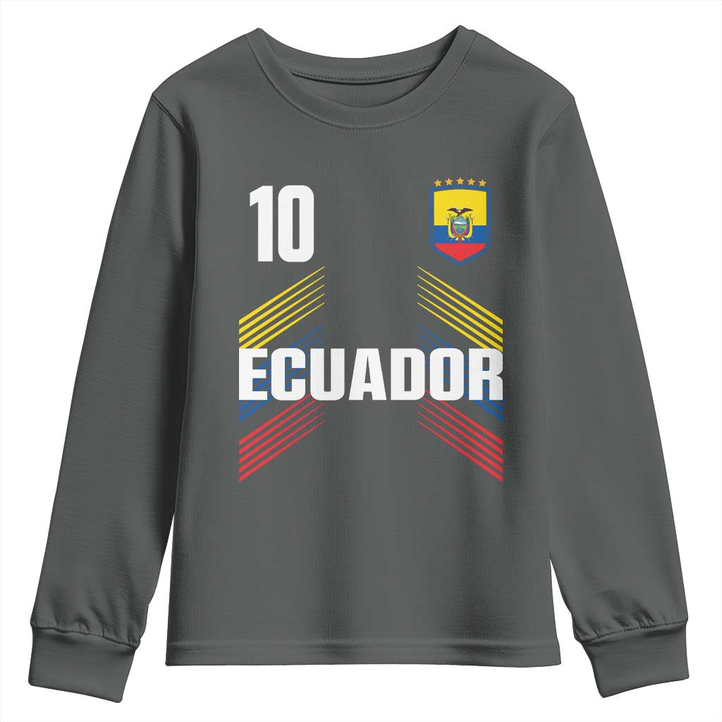 Ecuador Soccer Sports Graphic Number 10 Jersey Style Youth Sweatshirt Proud Ecuadorian Football Fans Game Day Pride TS02 Dark Heather Print Your Wear