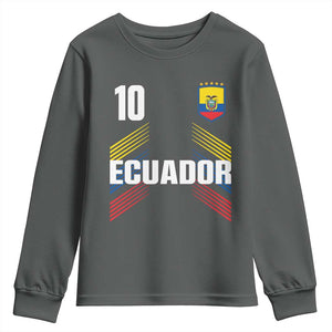 Ecuador Soccer Sports Graphic Number 10 Jersey Style Youth Sweatshirt Proud Ecuadorian Football Fans Game Day Pride TS02 Dark Heather Print Your Wear