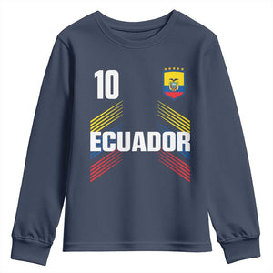 Ecuador Soccer Sports Graphic Number 10 Jersey Style Youth Sweatshirt Proud Ecuadorian Football Fans Game Day Pride TS02 Navy Print Your Wear