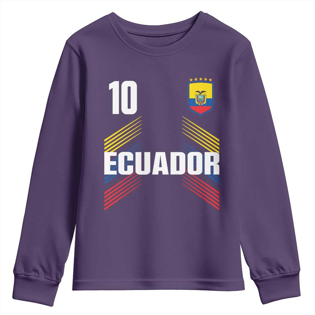 Ecuador Soccer Sports Graphic Number 10 Jersey Style Youth Sweatshirt Proud Ecuadorian Football Fans Game Day Pride TS02 Purple Print Your Wear