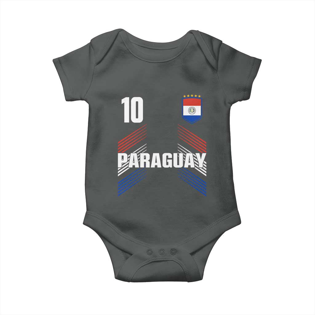 Paraguay Soccer Sports Graphic Number 10 Jersey Style Baby Onesie Proud Paraguayan Football Fans Game Day Pride TS02 Dark Heather Print Your Wear