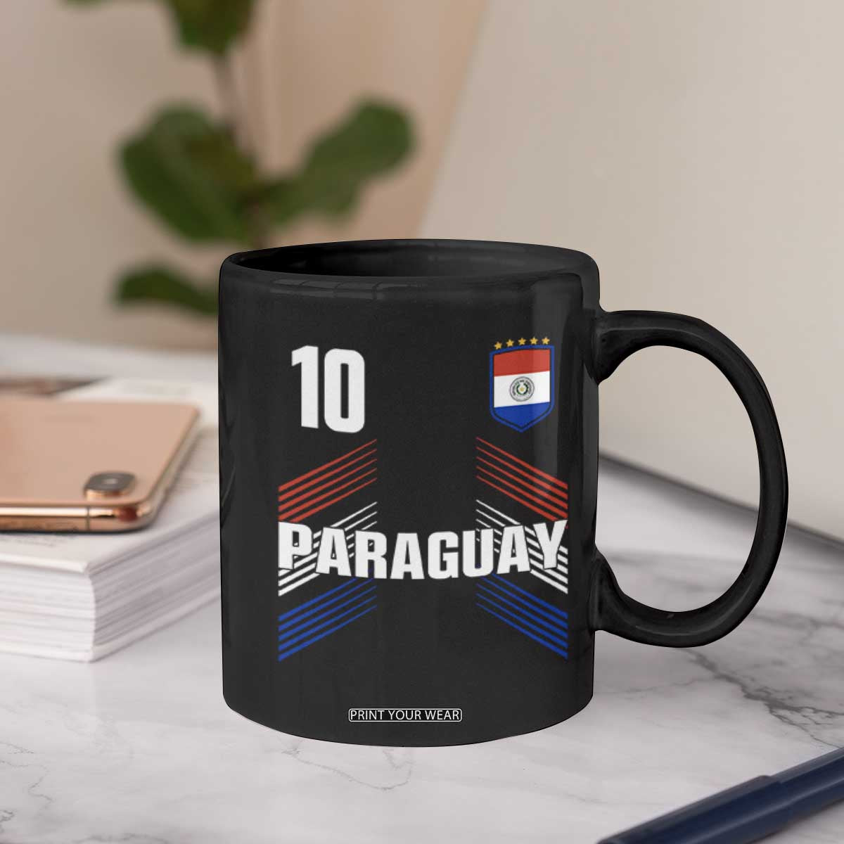 Paraguay Soccer Sports Graphic Number 10 Jersey Style Coffee Mug Proud Paraguayan Football Fans Game Day Pride TS02 Print Your Wear