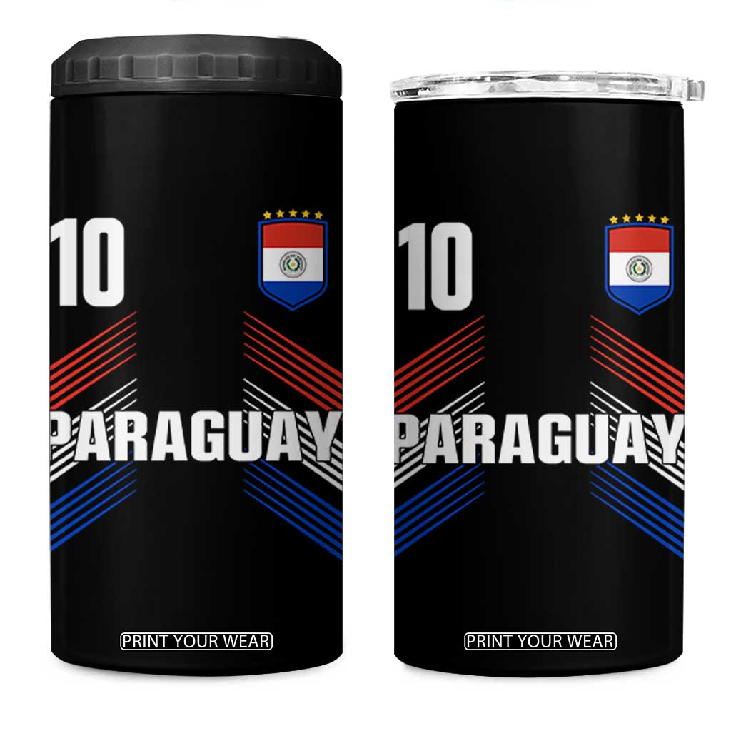 Paraguay Soccer Sports Graphic Number 10 Jersey Style 4 in 1 Can Cooler Tumbler Proud Paraguayan Football Fans Game Day Pride TS02 One Size: 16 oz Black Print Your Wear
