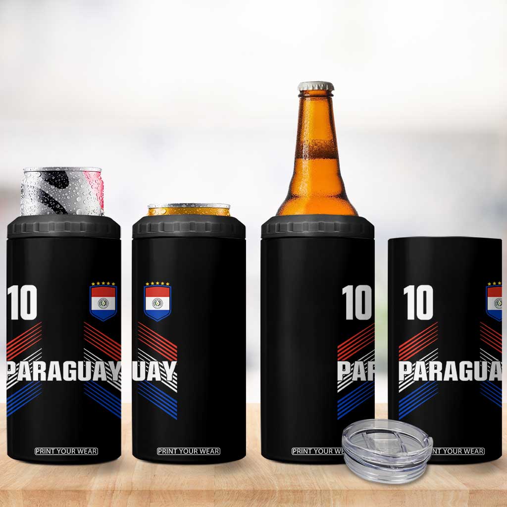 Paraguay Soccer Sports Graphic Number 10 Jersey Style 4 in 1 Can Cooler Tumbler Proud Paraguayan Football Fans Game Day Pride TS02 Print Your Wear