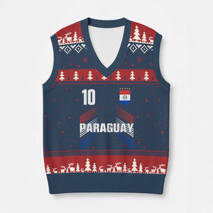 Paraguay Soccer Sports Graphic Number 10 Jersey Style V-Neck Knit Sweater Vest Proud Paraguayan Football Fans Game Day Pride TS02 Navy Red Print Your Wear