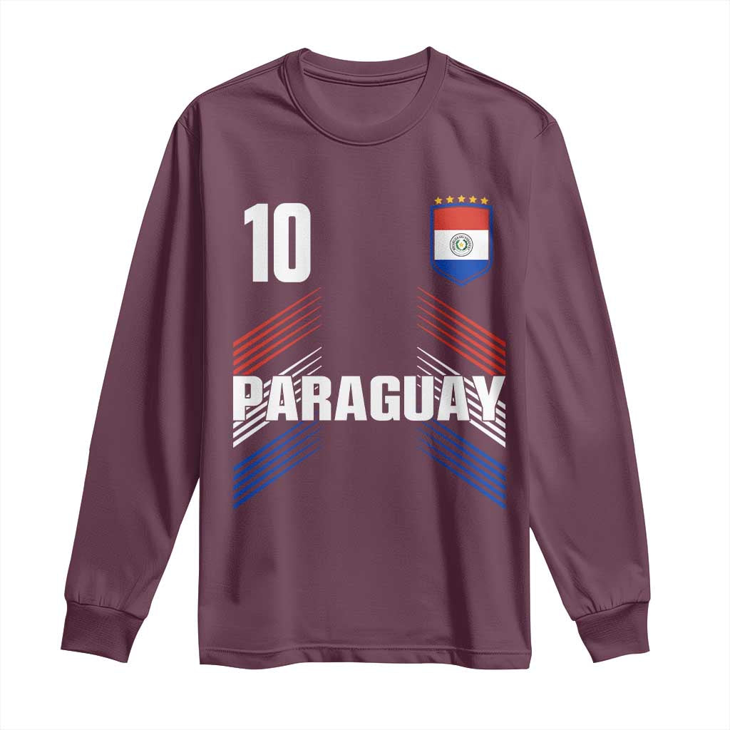Paraguay Soccer Sports Graphic Number 10 Jersey Style Long Sleeve Shirt Proud Paraguayan Football Fans Game Day Pride TS02 Maroon Print Your Wear