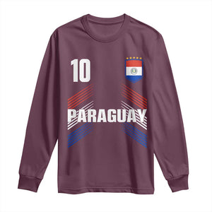Paraguay Soccer Sports Graphic Number 10 Jersey Style Long Sleeve Shirt Proud Paraguayan Football Fans Game Day Pride TS02 Maroon Print Your Wear