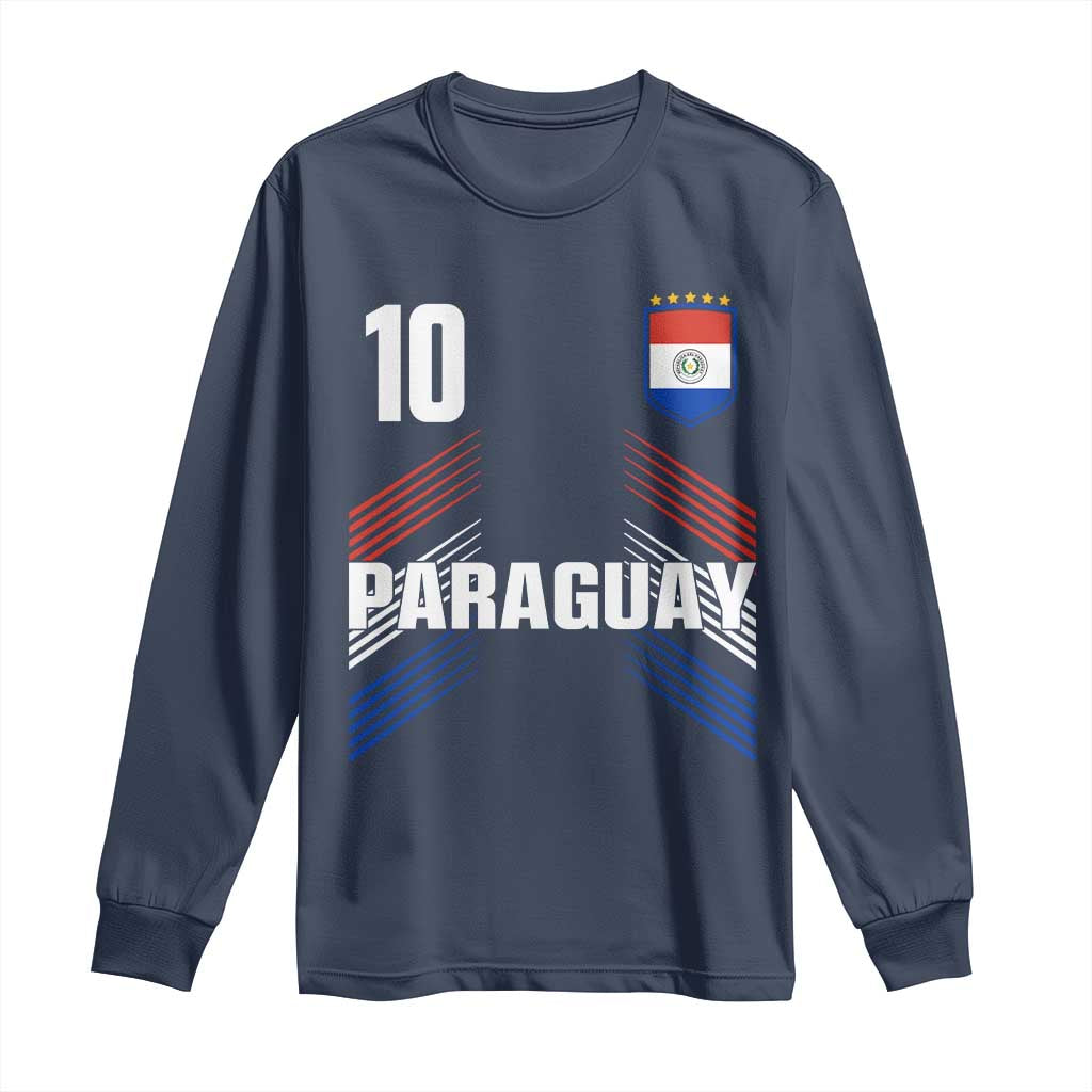 Paraguay Soccer Sports Graphic Number 10 Jersey Style Long Sleeve Shirt Proud Paraguayan Football Fans Game Day Pride TS02 Navy Print Your Wear