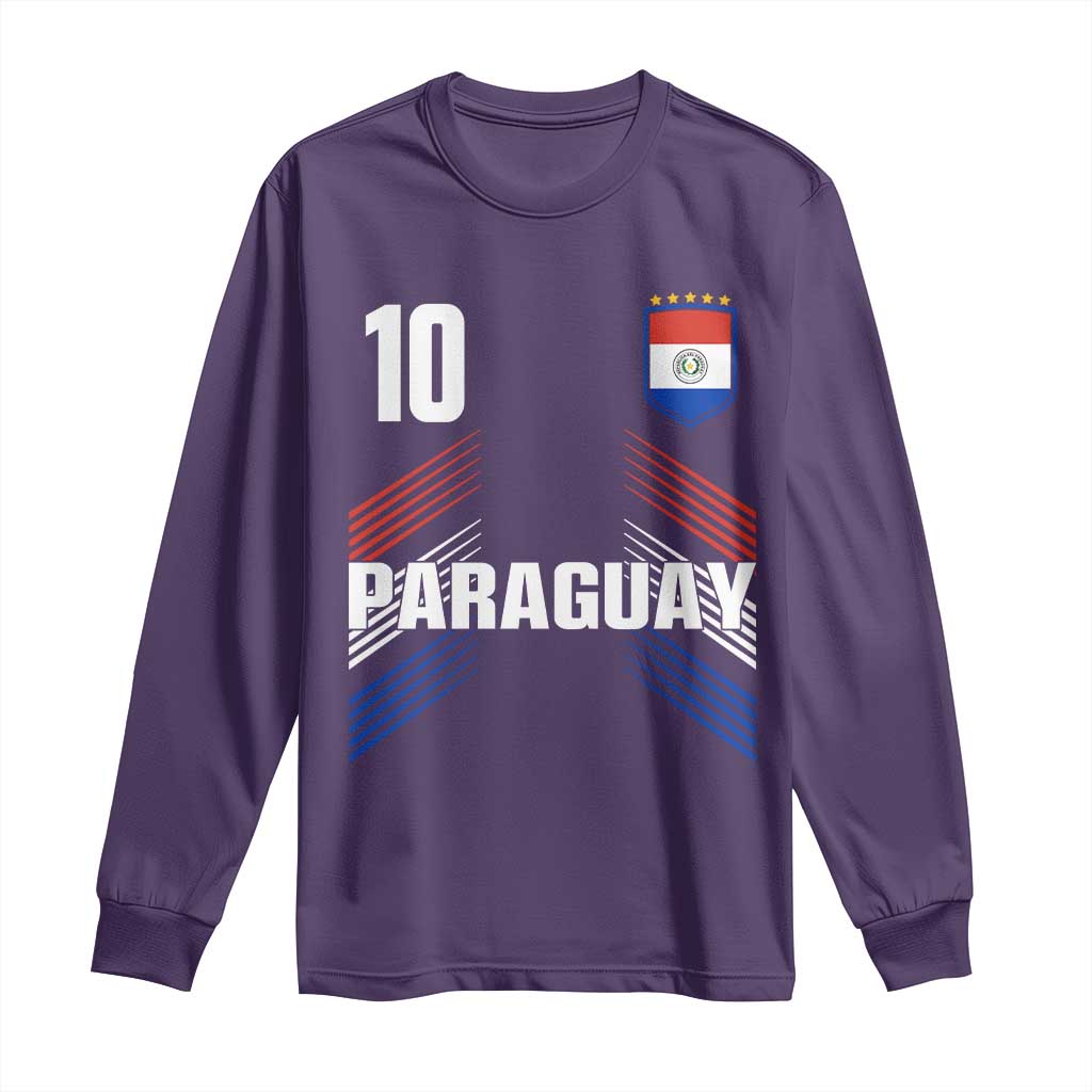 Paraguay Soccer Sports Graphic Number 10 Jersey Style Long Sleeve Shirt Proud Paraguayan Football Fans Game Day Pride TS02 Purple Print Your Wear