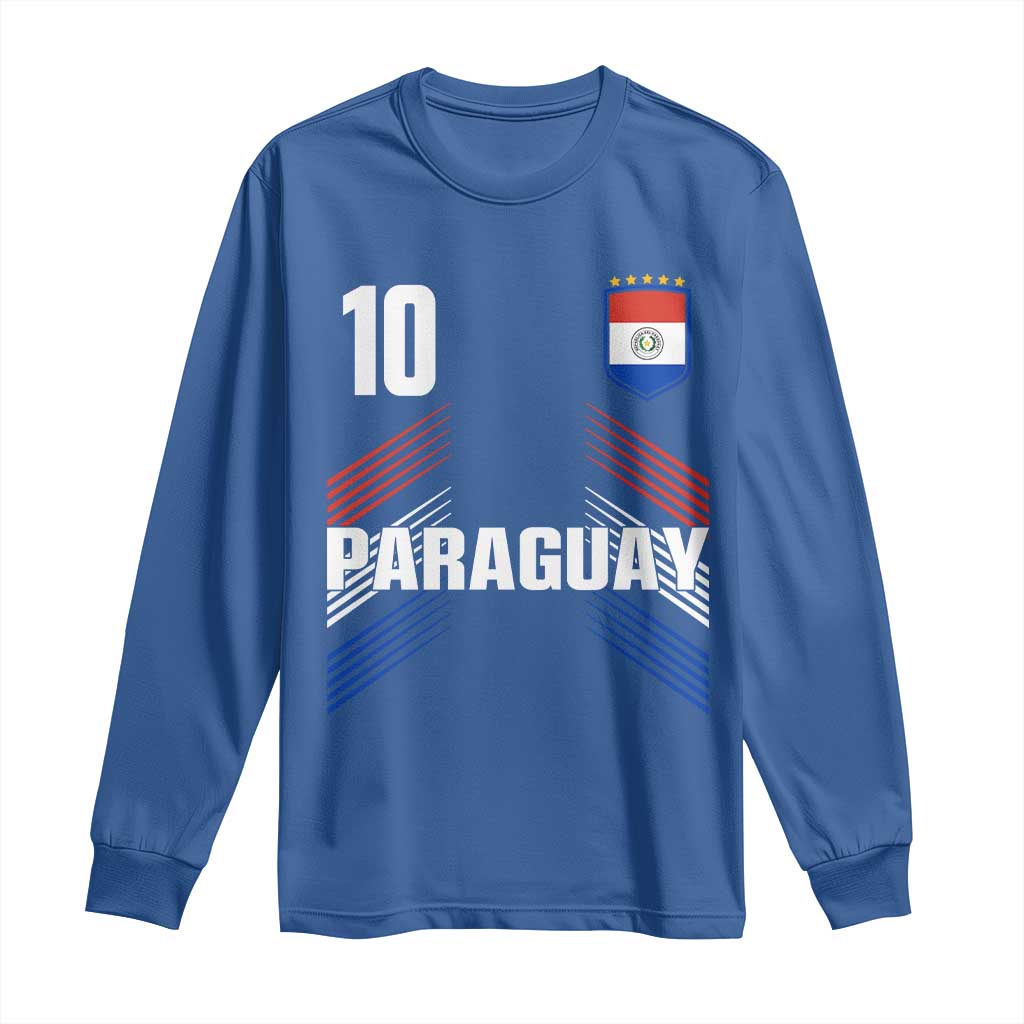 Paraguay Soccer Sports Graphic Number 10 Jersey Style Long Sleeve Shirt Proud Paraguayan Football Fans Game Day Pride TS02 Royal Blue Print Your Wear