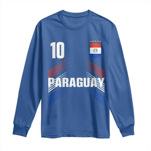 Paraguay Soccer Sports Graphic Number 10 Jersey Style Long Sleeve Shirt Proud Paraguayan Football Fans Game Day Pride TS02 Royal Blue Print Your Wear