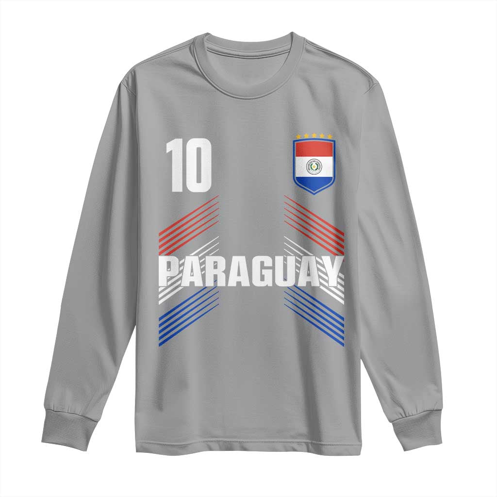 Paraguay Soccer Sports Graphic Number 10 Jersey Style Long Sleeve Shirt Proud Paraguayan Football Fans Game Day Pride TS02 Sport Gray Print Your Wear