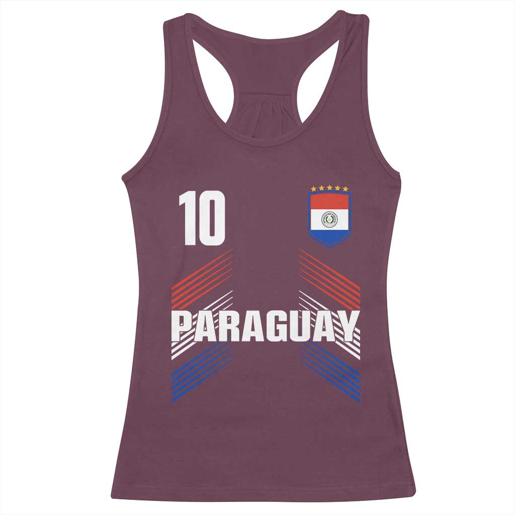 Paraguay Soccer Sports Graphic Number 10 Jersey Style Racerback Tank Top Proud Paraguayan Football Fans Game Day Pride TS02 Maroon Print Your Wear