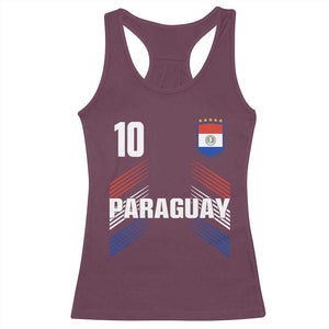 Paraguay Soccer Sports Graphic Number 10 Jersey Style Racerback Tank Top Proud Paraguayan Football Fans Game Day Pride TS02 Maroon Print Your Wear