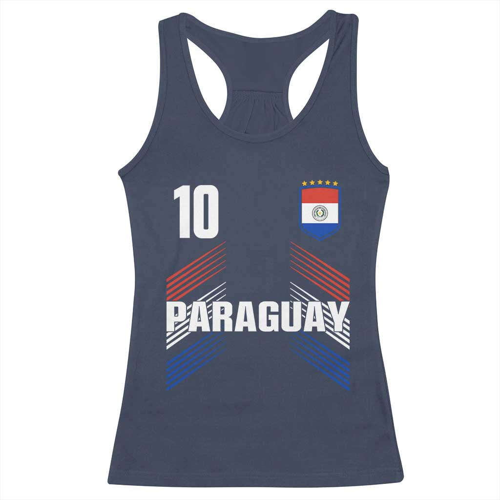 Paraguay Soccer Sports Graphic Number 10 Jersey Style Racerback Tank Top Proud Paraguayan Football Fans Game Day Pride TS02 Navy Print Your Wear