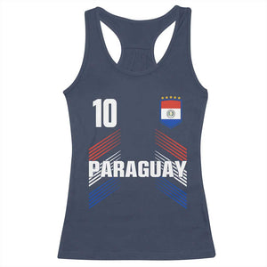 Paraguay Soccer Sports Graphic Number 10 Jersey Style Racerback Tank Top Proud Paraguayan Football Fans Game Day Pride TS02 Navy Print Your Wear