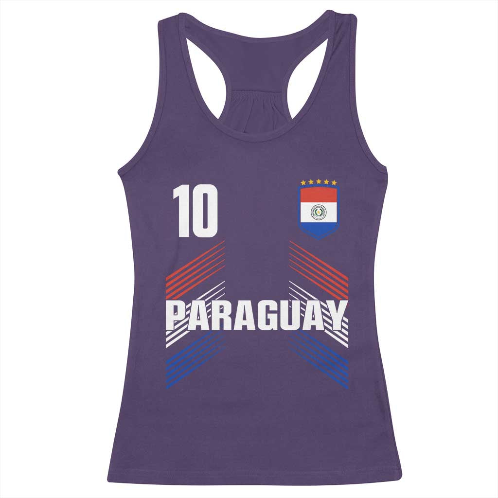 Paraguay Soccer Sports Graphic Number 10 Jersey Style Racerback Tank Top Proud Paraguayan Football Fans Game Day Pride TS02 Purple Print Your Wear