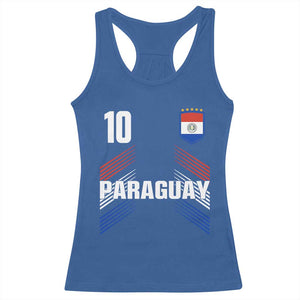 Paraguay Soccer Sports Graphic Number 10 Jersey Style Racerback Tank Top Proud Paraguayan Football Fans Game Day Pride TS02 Royal Blue Print Your Wear