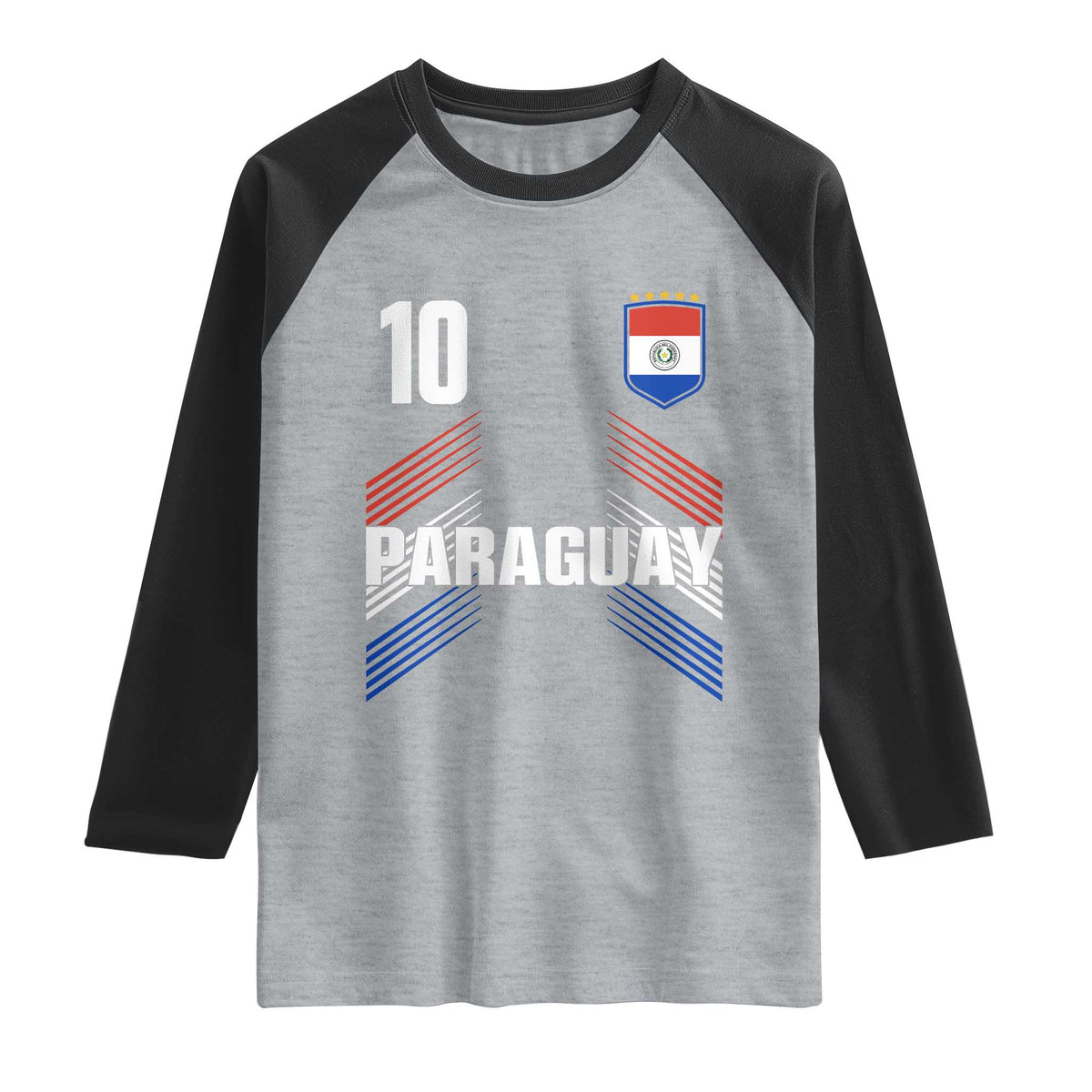 Paraguay Soccer Sports Graphic Number 10 Jersey Style Raglan Shirt Proud Paraguayan Football Fans Game Day Pride TS02 Heather Gray Black Print Your Wear