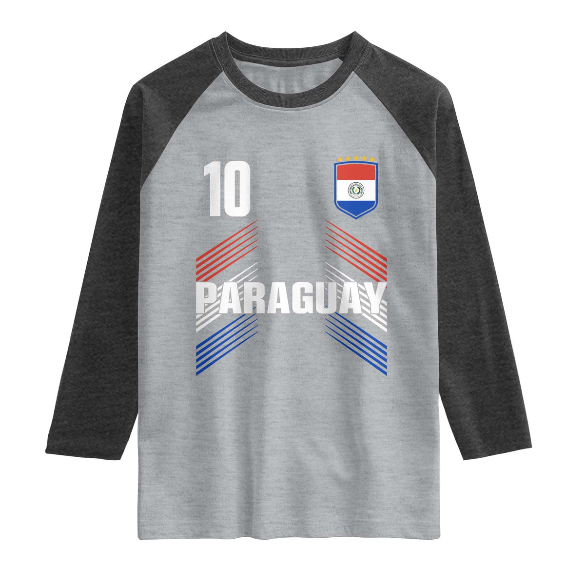 Paraguay Soccer Sports Graphic Number 10 Jersey Style Raglan Shirt Proud Paraguayan Football Fans Game Day Pride TS02 Heather Gray Heather Charcoal Print Your Wear