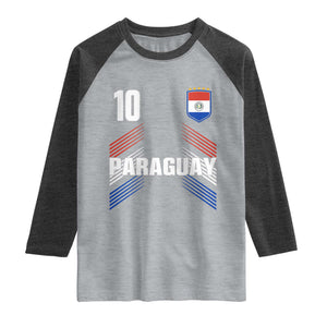 Paraguay Soccer Sports Graphic Number 10 Jersey Style Raglan Shirt Proud Paraguayan Football Fans Game Day Pride TS02 Heather Gray Heather Charcoal Print Your Wear